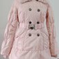 2011 Prancing Leaves Ladies'double-breasted DOWN JACKET with Rex Rabbit Hair Collar&Hoody Pink clr