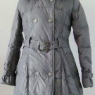 NEW Prancing Leaves Ladies'double-breasted DOWN JACKET with Rex Rabbit Hair Collar&Hoody Gray clr