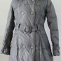 NEW Prancing Leaves Ladies'double-breasted DOWN JACKET with Rex Rabbit Hair Collar&Hoody Gray clr