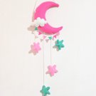 Pink Dream Felt Décor – Handmade Moon, Star & Cloud Macaron Set Soft, Cozy