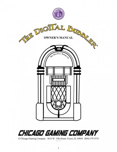 Chicago Gaming Company - The Digital Bubbler - Jukebox - User Manual - English