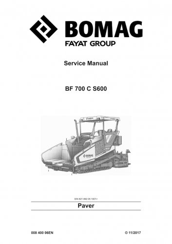 Bomag BF 700 C S600 - Service Manual - Repair Manual - Workshop Manual - English