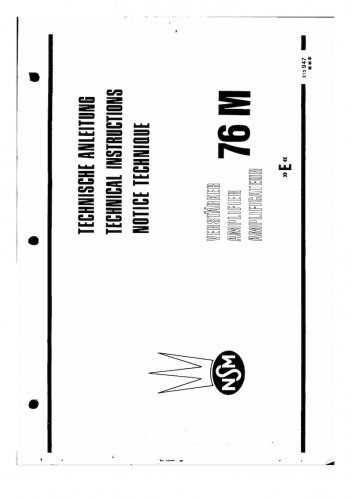 NSM - 76-M - Amplifier - Service Manual - Schematic - Instruction Manual - User Manual - User handbo