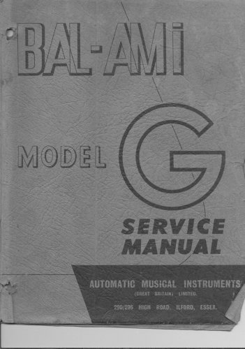 Bal - Ami - Model G - G Cabinet -700 and 800 Mechanism - Service Manual - Parts Catalog - English