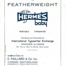Hermes Baby Featherweight Typewriter Instruction Manual - User Manual - Complete User Guide