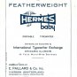 Hermes Baby Featherweight Typewriter Instruction Manual - User Manual - Complete User Guide