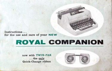 Royal Companion Typewriter Instruction Manual - User Manual - Complete User Guide
