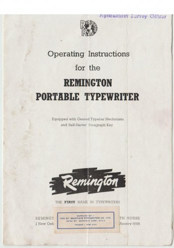 Remington Rand Portable Typewriter Instruction Manual - User Manual - Complete User Guide