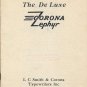 Corona zephyr DE LUXE  Typewriter Instruction Manual - User Manual - Complete User Guide