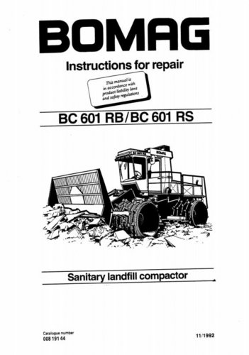 Bomag BC 601 RB - BC 601 Rs - Service Manual - Repair Manual - Workshop Manual - English