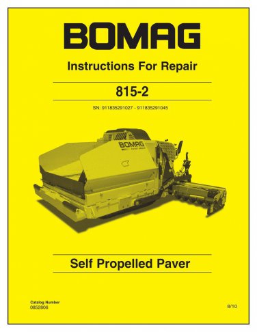 Bomag 815-2 Service Manual - Repair Manual - Workshop Manual - English