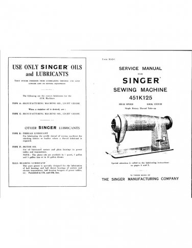 Singer-451K125-Service-Manual Repair Manual - English