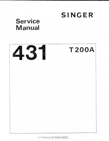 Singer-431T200A-Service-Manual-Service-Manual- Repair Manual - English