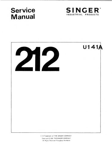 Singer-212U141A-Service-Manual- Repair Manual - English