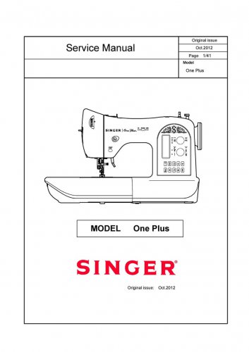 Singer-One-Plus-Service-Manual Repair Manual - English
