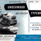Underwood All Electric Typewriter Instruction Manual - User Manual - Complete User Guide