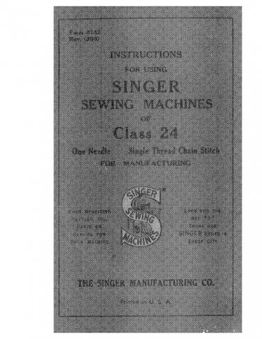 Singer 24 Class - 8142 Sewing Machine Instruction Manual - User Manual - Complete User Guide - Engli