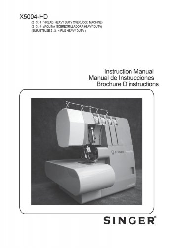 Singer X5004-HD Sewing Machine Instruction Manual - User Manual - Complete User Guide - English - Fr