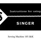 Singer 185J - 185K Sewing Machine Instruction Manual - User Manual - Complete User Guide - English