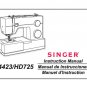 Singer 4423 - HD725 Sewing Machine Instruction Manual - User Manual - Complete User Guide - English 