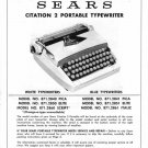 Sears Citation 2 Typewriter Instruction Manual - User Manual - Complete User Guide