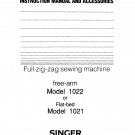Singer 1021 - 1022 Sewing Machine Instruction Manual - User Manual - Complete User Guide - English