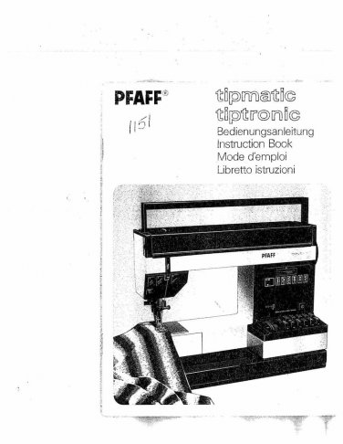 Pfaff tipmatic 1151 Sewing Machine Instruction Manual - User Manual - Complete User Guide - English
