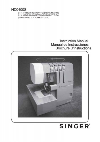 Singer HD0400S Sewing Machine Instruction Manual - User Manual - Complete User Guide - English - Fre