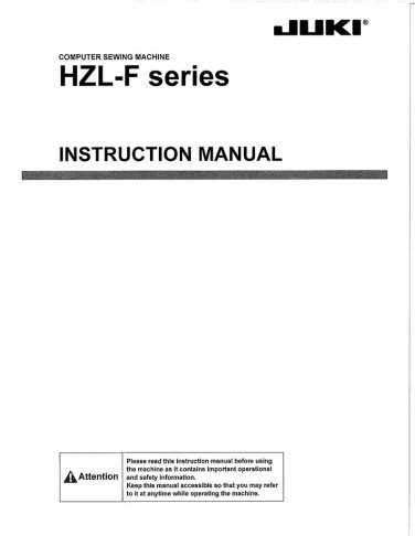 Juki HZL-F series Sewing Machine Instruction Manual - User Manual - Complete User Guide