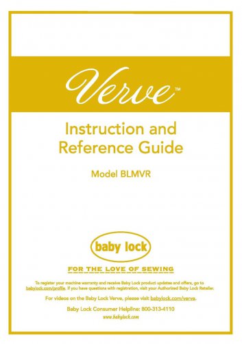 Baby Lock Verve BLMVR Sewing Machine Instruction Manual - User Manual - Complete User Guide