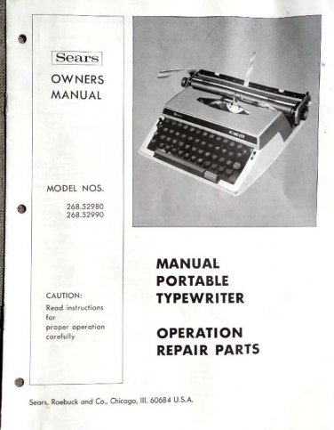 Sears Achiever Typewriter Instruction Manual - User Manual - Complete User Guide