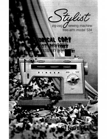 Singer 534 Sewing Machine Instruction Manual - User Manual - Complete User Guide - English