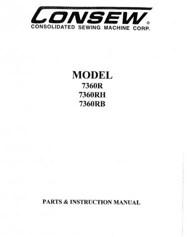 CONSEW 7360R-7360RH-7360RB Sewing Machine Instruction Manual - User Manual - Complete User Guide - E