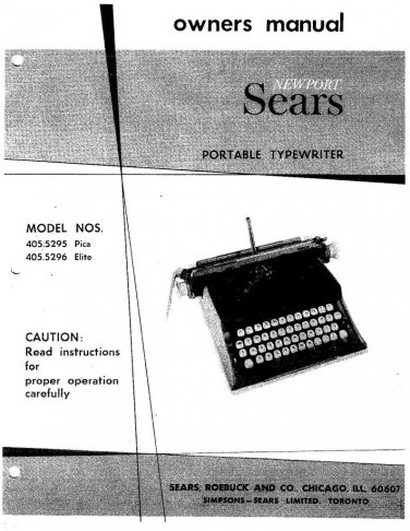 Sears Newport Typewriter Instruction Manual - User Manual - Complete User Guide
