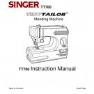 Singer TT700 Tiny Tailor Sewing Machine Instruction Manual - User Manual - Complete User Guide - Eng