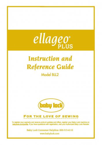 Baby Lock Ellageo Plus BLL2 Sewing Machine Instruction Manual - User Manual - Complete User Guide - 