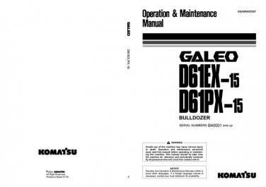 Komatsu D61EX-15 - D61PX-15 GALEO Bulldozer Operators Manual -  Operation and Maintenance Manual - I