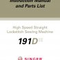 Singer 191D Sewing Machine Instruction Manual and Parts List - User Manual - Complete User Guide - E