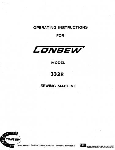 CONSEW 332R Sewing Machine Instruction Manual - User Manual - Complete User Guide - English