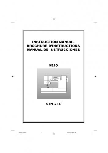 Singer 9920 Sewing Machine Instruction Manual - User Manual - Complete User Guide - English - French