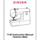 Singer 7140 Fashion Mate Sewing Machine Instruction Manual - User Manual - Complete User Guide - Eng