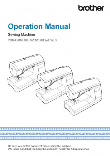 Brother Innov-is NQ1300PRW Sewing Machine Instruction Manual - User Manual - Complete User Guide