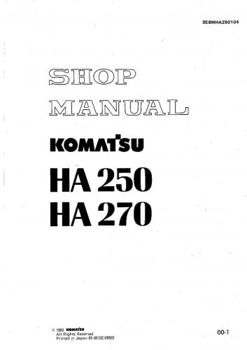 Komatsu HA250 - HA270 Articulated Dump Truck Shop Manual - Workshop Manual - Service Manual - Englis