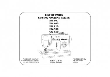 Singer HD102 - HD105 - HD110 - CG-500 - CG-550 Parts Manual English
