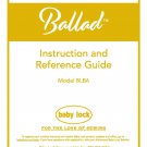 Baby Lock Ballad BLBA Sewing Machine Instruction Manual - User Manual - Complete User Guide - Englis