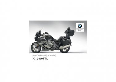 BMW K 1600 GTL Usa Model 2016 Riders Manual - Owners Manual - English