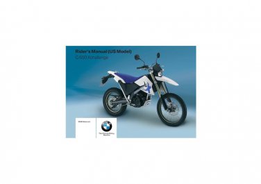 BMW G 650 Xchallenge Usa Model 2007 Riders Manual - Owners Manual - English