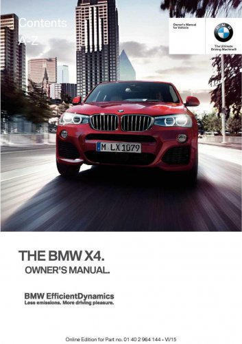 BMW X4 F26 2015 Owners Manual - English