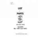 Singer 1300-1 and 1300-2 Sewing Machine List Of Parts - English