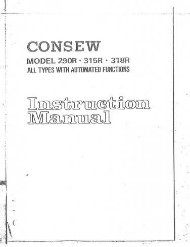 CONSEW 290R-315R-318R Sewing Machine Instruction Manual - User Manual - Complete User Guide - Englis